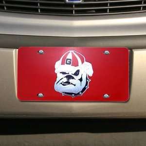  NCAA Georgia Bulldogs Red Mirrored License Plate: Sports 