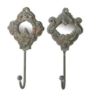  Ornate Mirrored Set of 2 Metal Hooks Midwest CBK