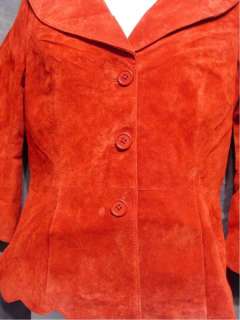 Buttery SOFT Flirty Blood RED Suede LEATHER Jacket 6  