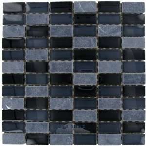 Optimal tile   7/8 x 1 7/8 linear glass and stone mosaic in charcoal