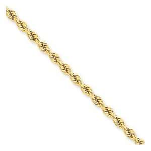 14k 3mm Handmade Regular Rope Chain Necklace   30 Inch   Lobster Claw 