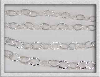 925 Sterling Silver BULK Hammered Flat OVAL Chain 5x8mm  