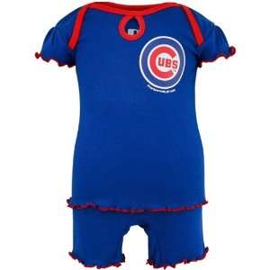  Chicago Cubs Infant Girls Royal Blue Sleepwear Set: Sports 