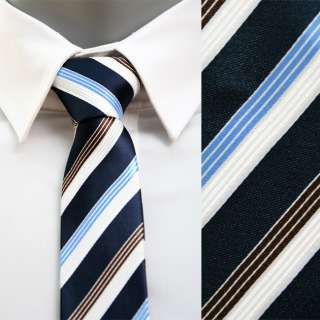 VoiVoila Mens Skinny Slim Narrow Diagonal Stripes Woven Neckties 