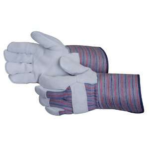  Leather Palm Work Glove with Rubberized 4 Safety Cuff 