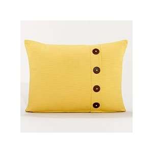  Yellow Ribbed Throw Pillow with Buttons