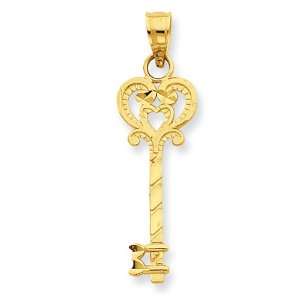  14k Diamond Cut Key Pendant: Jewelry