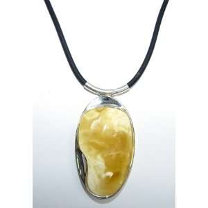  Large Butterscotch Amber and Rubber Necklace: Jewelry