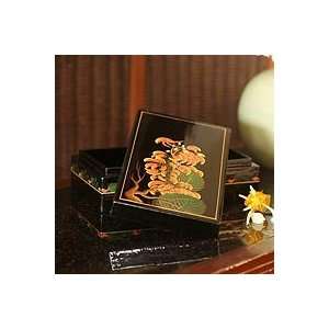  NOVICA Lacquered wood box, Flame of the Forest Home 