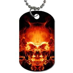  Skull fire art DOG TAG COOL GIFT 