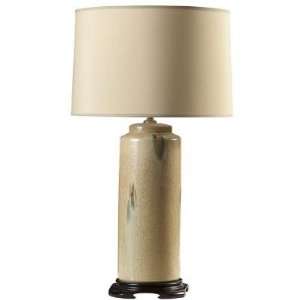 Klaussner Furniture Column Lamp with Yellow Reactive Glaze and Sage 