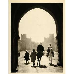  1935 Fes Fez Morocco Royal Palace Entrance Arch People 
