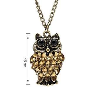  OWL Pendant with CZ crystals   comes with 22 inch chain   large eyes 