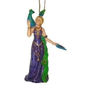  Peacock Lady With Fan Christmas Ornament #W7189