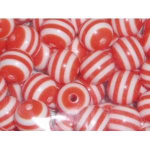   Orange Striped Beach Ball Beads Girly Boutique Arts, Crafts & Sewing