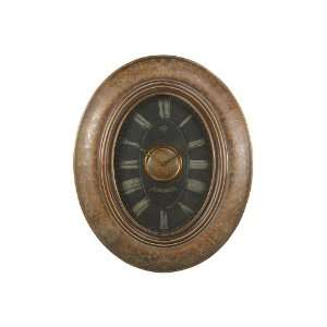  Oval Wall Clock Antique Style with Distressed Auburn Frame 