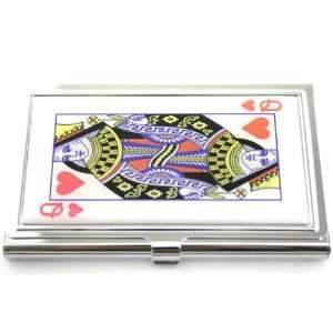   Business Card ID Holder Case Poker Queen of Hearts: Office Products