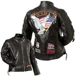  Ladies Genuine Buffalo Leather Motorcycle Jacket (Medium 