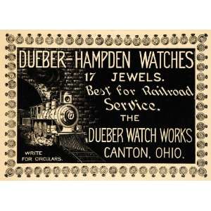 1895 Ad Dueber Watch Works Canton Ohio Hampden Train   Original Print 