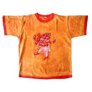Indian Ganesha Batik Print Art Ethnic Hippie Unisex Tees Short Sleeves 