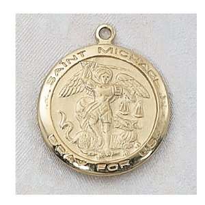 Gold Plated Ladies Saint Michael Patron Saint Medal Pendant Necklace