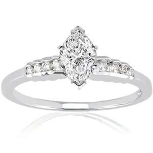  0.90 Ct Marquise Cut Diamond Engagement Ring Channel Set 