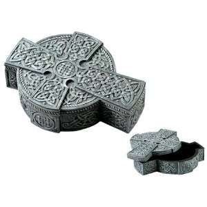  Celtic Cross Box   Collectible Tribal Container Statue 