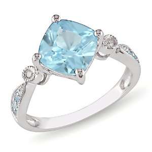   CT TGW Sky Blue Topaz 0.02 CT TDW Diamond Fashion Ring (I3) Jewelry