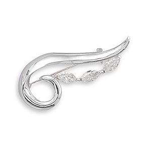  Swirl Angel Wing Design Fashion Pin with Marquise Cut CZs 
