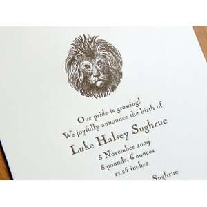   lion custom letterpress birth announcements