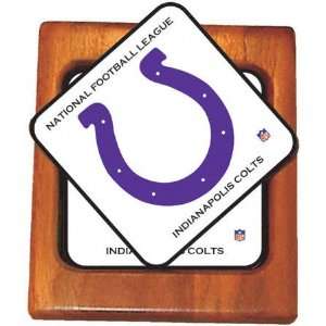   Colts Full Color Coaster Set with Alder Wood Holder