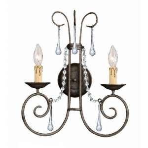 SOHO Natural Wrought Iron Wall Sconce Accented with Majestic Wood 