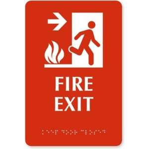  Fire Exit (right arrow) TactileTouch Sign, 9 x 6 Office 