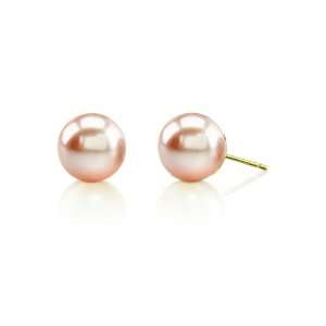  11mm AAAA Quality Peach Freshwater Pearl Stud Earrings in 