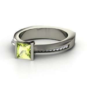  Postmodern Princess Ring, Princess Peridot Palladium Ring 