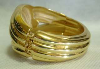 Gold Plated Swril Open Side Cuff Hinge Glam Bracelet  