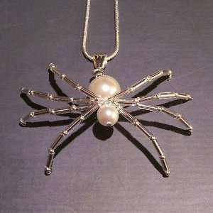  White Pearl Spider Pendant   Handmade Alaska Jewelry
