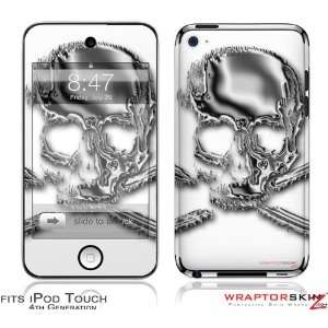 iPod Touch 4G Skin   Chrome Skull on White by WraptorSkinz 