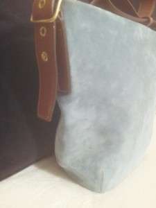 Authentic COACH Handbag Women Suede Purse Blue Bucket Shoulder Bag 