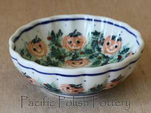 Polish Pottery CA Fluted dessert side dish bowl Stoneware scalloped 