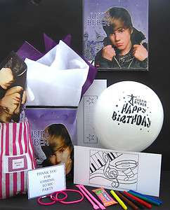 JUSTIN BIEBER PRE FILLED PARTY BAG PERSONALISED WITH ANY WORDING 