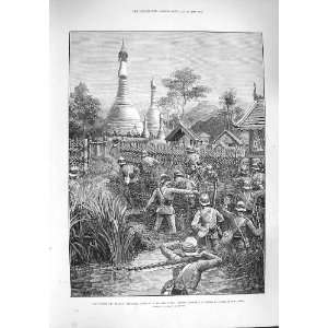   : 1887 BURMAH MOVABLE FLYING COLUMN ATTACKING VILLAGE: Home & Kitchen