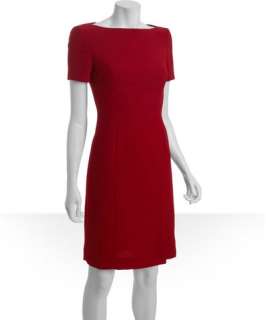 Tahari ASL dark cherry crepe short sleeve boatneck Vinny dress