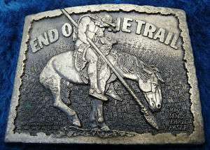 Western Native American End Of The Trail Belt Buckle  