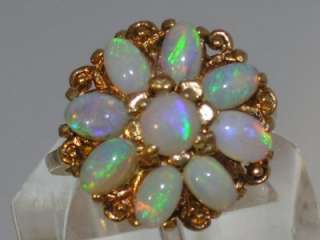 Vintage 14k Gold COLORFUL Opal Stone Ring 9 COLORFUL Opals In Flower 