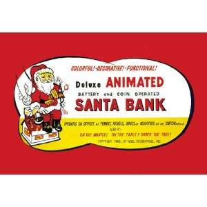  Animated Santa Bank 12x18 Giclee on canvas