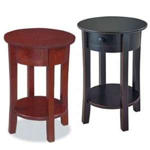  Solid Wood Round End Table   Black or Cherry Finish FREE 