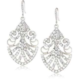 Nina Bridal Art Deco Filigree Pave Crystal Drop Earrings   designer 