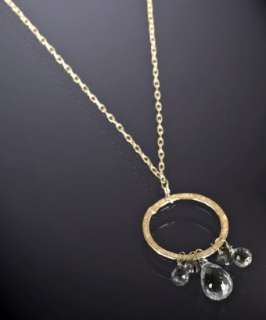 Nancy Cohen citrine teardrop hoop pendant necklace   