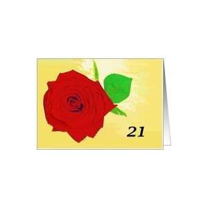  Red Rose   Happy 21th Birthday Card: Toys & Games
